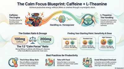 Caffeine + L-Theanine Stack: Best Ratio, Dosage, Timing & How to Avoid Jitters