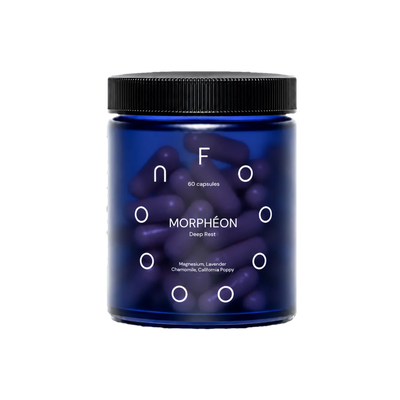 FOOON Morphéon liposomal sleep supplement jar with 60 blue capsules for deep rest