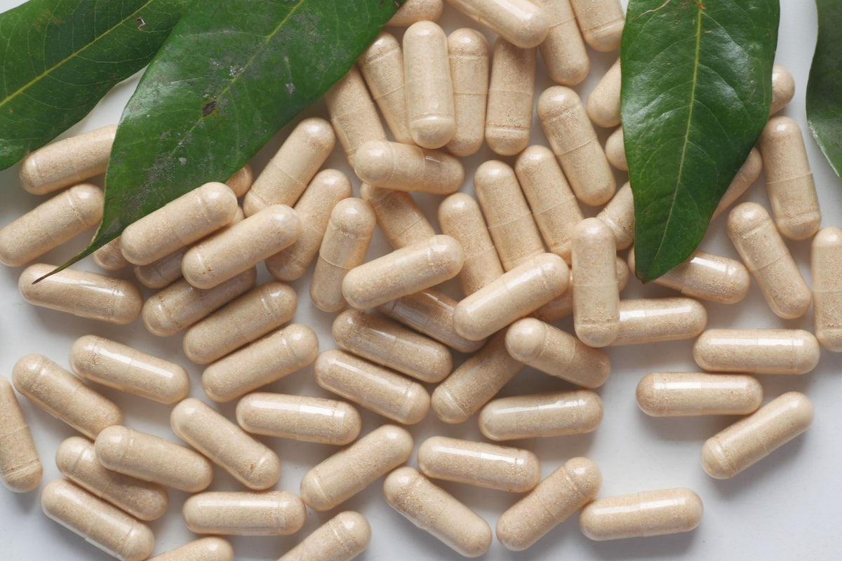 Supplement capsules with fresh green leaves, what the best supplements really means