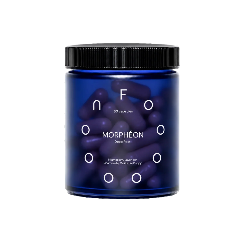 FOOON Morphéon liposomal sleep supplement jar with 60 blue capsules for deep rest
